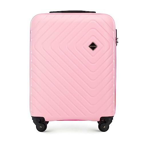 WITTCHEN Cube colección Maleta de Cabina Equipaje de Mano Maleta pequeña ABS con Relieve geométrico Mango telescópico Cerradura de combinación Talla S Rosa Claro