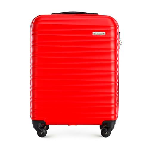 WITTCHEN Groove Line Maleta de Viaje Equipaje de Mano Maleta de Cabina Maleta de ABS con 4 Ruedas giratorias Cerradura de combinación Asa telescópica Tamaño S Rojo