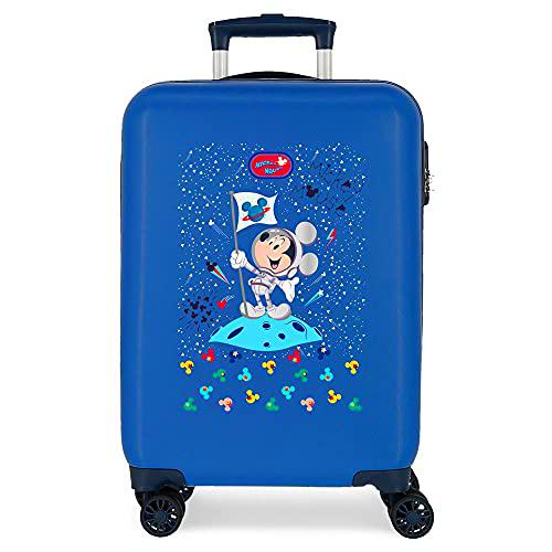 Disney Mickey Mickey on The Moon Maleta de Cabina Azul 38x55x20 cms Rígida ABS Cierre de combinación Lateral 34 2 kgs 4 Ruedas Dobles Equipaje de Mano