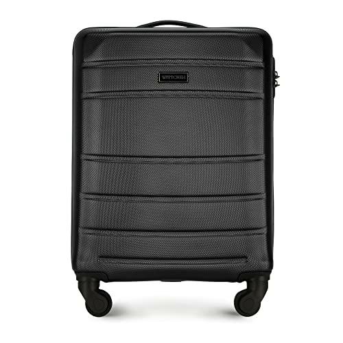 WITTCHEN Maleta de Viaje Equipaje de Mano Maleta de Cabina Maleta de ABS con 4 Ruedas giratorias Cerradura de combinación Asa telescópica Globe Line Tamaño S Negro