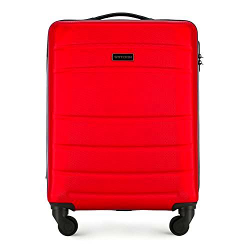 WITTCHEN Maleta de Viaje Equipaje de Mano Maleta de Cabina Maleta de ABS con 4 Ruedas giratorias Cerradura de combinación Asa telescópica Globe Line Tamaño S Rojo