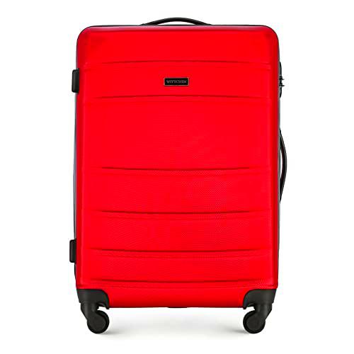 WITTCHEN Maleta de Viaje Equipaje de Mano Maleta de Cabina Maleta de ABS con 4 Ruedas giratorias Cerradura de combinación Asa telescópica Globe Line Tamaño M Rojo