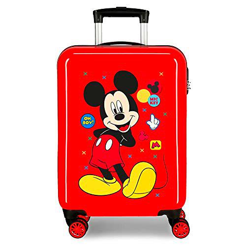 Disney Mickey Enjoy The Day Maleta de Cabina Rojo 40x55x20 cms Rígida ABS Cierre de combinación Lateral 34L 2,8 Kgs 4 Ruedas Dobles Equipaje de Mano