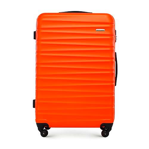 WITTCHEN Maleta de Viaje Equipaje de Mano Maleta de Cabina Maleta de ABS con 4 Ruedas giratorias Cerradura de combinación Asa telescópica Groove Line Tamaño L Naranja