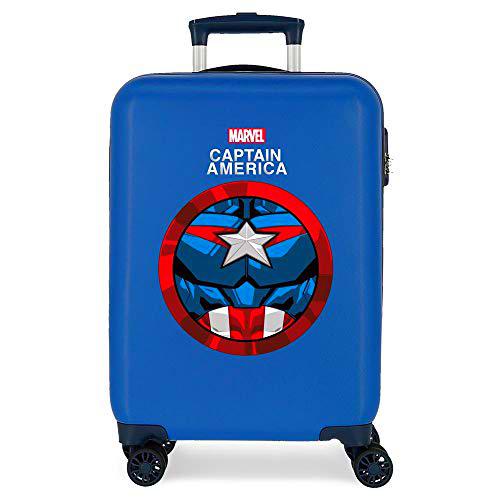 Marvel Los Vengadores Avengers Captain America Maleta de Cabina Azul 38x55x20 cms Rígida ABS Cierre de combinación Lateral 34L 2,66 kgs 4 Ruedas Dobles Equipaje de Mano