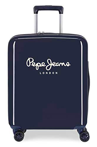 Pepe Jeans Albert Maleta de cabina Azul 38x55x20 cms Rígida ABS Cierre Combinación Lateral 34L 2,6 kgs 4 Ruedas Dobles Equipaje de Mano