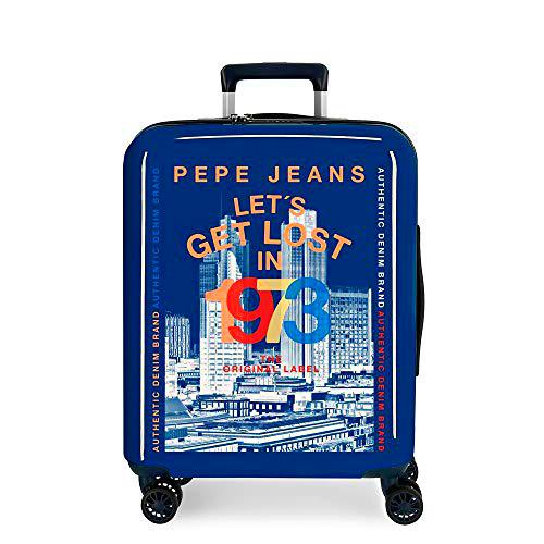 Pepe Jeans Leven Maleta de cabina Azul 40x55x20 cms Rígida ABS Cierre TSA 38.4L 2,9Kgs 4 Ruedas Dobles Equipaje de Mano