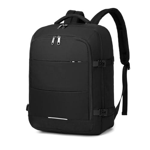 Kono Bolsas de Cabina Debajo del Asiento Mochila de Mano 45 x 36 x 20 cm Bolsa de Equipaje de Mano Mochila de Viaje de Gran Capacidad (Negro)