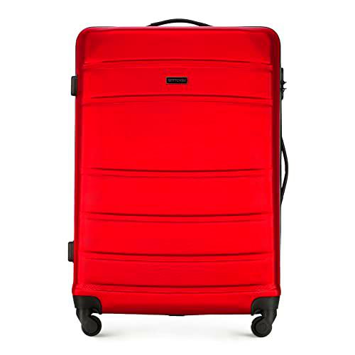 WITTCHEN Maleta de Viaje Equipaje de Mano Maleta de Cabina Maleta de ABS con 4 Ruedas giratorias Cerradura de combinación Asa telescópica Globe Line Tamaño L Rojo