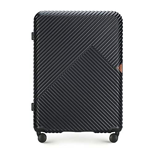 WITTCHEN Maleta de Viaje Equipaje de Mano Maleta de Cabina Maleta rígida de policarbonato con 4 Ruedas giratorias Cerradura de combinación Asa telescópica GL Style Line Tamaño L Negro