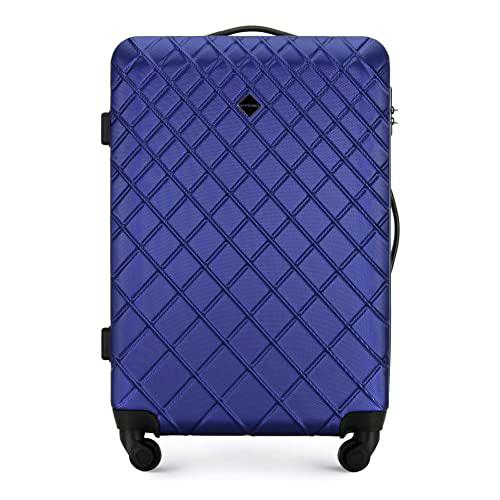 WITTCHEN Maleta de Viaje Equipaje de Mano Maleta de Cabina Maleta de ABS con 4 Ruedas giratorias Cerradura de combinación Asa telescópica Classic Line Tamaño M Azul