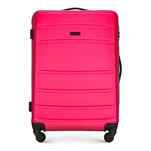 WITTCHEN Maleta de Viaje Equipaje de Mano Maleta de Cabina Maleta de ABS con 4 Ruedas giratorias Cerradura de combinación Asa telescópica Globe Line Tamaño M Rosa