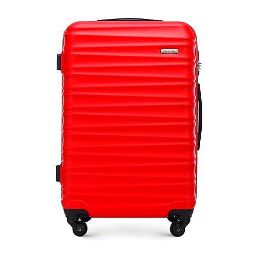 WITTCHEN Maleta de Viaje Equipaje de Mano Maleta de Cabina Maleta de ABS con 4 Ruedas giratorias Cerradura de combinación Asa telescópica Groove Line Tamaño M Rojo