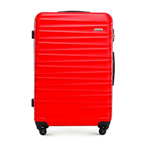 WITTCHEN Maleta de Viaje Equipaje de Mano Maleta de Cabina Maleta de ABS con 4 Ruedas giratorias Cerradura de combinación Asa telescópica Groove Line Tamaño L Rojo