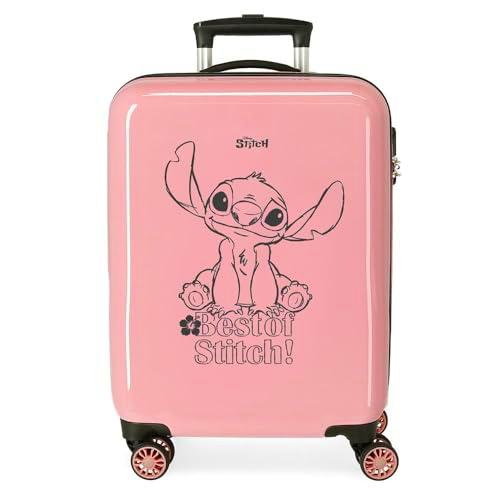 Disney Best of Stitch Maleta de Cabina Rosa 38x55x20 cms Rígida ABS Cierre de combinación Lateral 34L 2 kgs 4 Ruedas Dobles Equipaje Mano