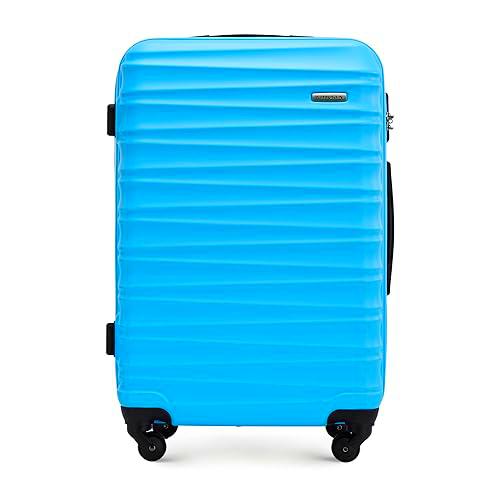 WITTCHEN Maleta de Viaje Equipaje de Mano Maleta de Cabina Maleta de ABS con 4 Ruedas giratorias Cerradura de combinación Asa telescópica Groove Line Tamaño M Azul