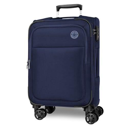 Movom Atlanta Maleta de Cabina Azul 37x56x20 cms Blanda Poliéster Cierre TSA 34L 2,9 kgs 4 Ruedas Dobles Equipaje Mano