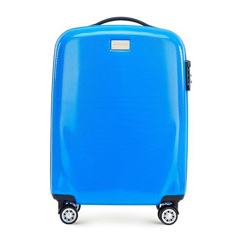 WITCHEN PC Ultra Light Equipaje de Mano Maleta con Ruedas Maleta de Viaje Maleta de Cabina de Policarbonato Cuatro Ruedas giratorias Cierre TSA Mango telescópico de Aluminio Talla S Azul