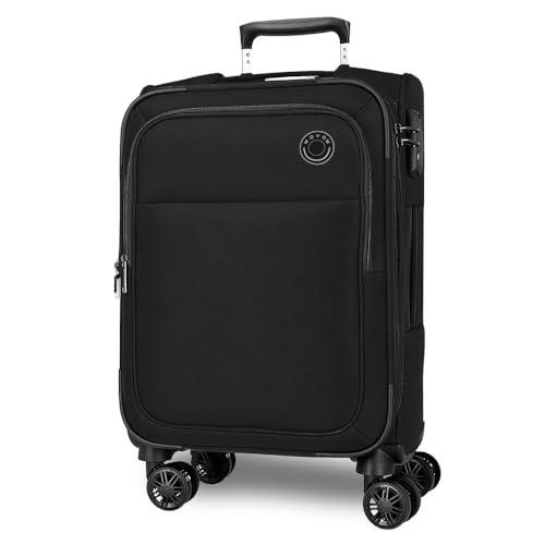 Movom Atlanta Maleta de Cabina Negro 37x56x20 cms Blanda Poliéster Cierre TSA 34L 2,9 kgs 4 Ruedas Dobles Equipaje Mano