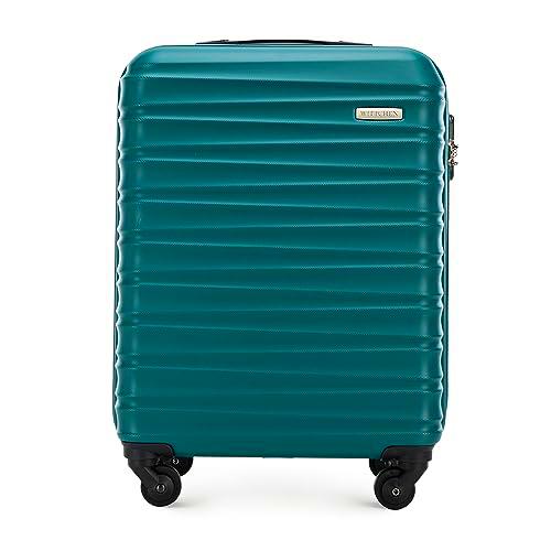 WITTCHEN Maleta de Viaje Equipaje de Mano Maleta de Cabina Maleta de ABS con 4 Ruedas giratorias Cerradura de combinación Asa telescópica Groove Line Tamaño S Verde