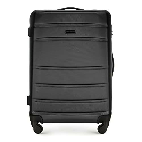 WITTCHEN Maleta de Viaje Equipaje de Mano Maleta de Cabina Maleta de ABS con 4 Ruedas giratorias Cerradura de combinación Asa telescópica Globe Line Tamaño M Negro