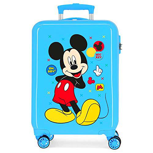 Disney Mickey Enjoy The Day Maleta de Cabina Azul 40x55x20 cms Rígida ABS Cierre combinación 34L 2,8Kgs 4 Ruedas Dobles Equipaje de Mano