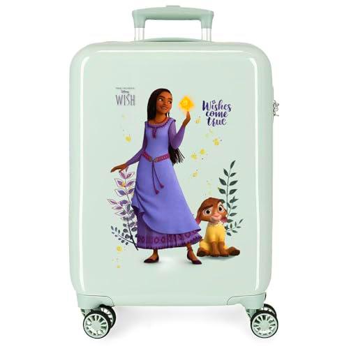 Disney Wishes Come True Maleta de Cabina Verde 38x55x20 cms Rígida ABS Cierre de combinación Lateral 34L 2 kgs 4 Ruedas Dobles Equipaje Mano