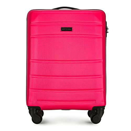 WITTCHEN Maleta de Viaje Equipaje de Mano Maleta de Cabina Maleta de ABS con 4 Ruedas giratorias Cerradura de combinación Asa telescópica Globe Line Tamaño S Rosa