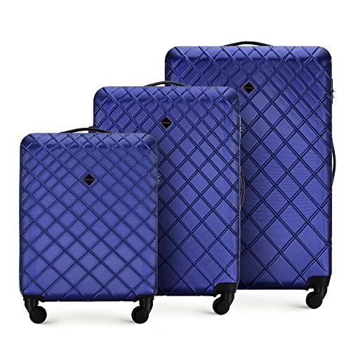 WITTCHEN Maleta de Viaje Equipaje de Mano Maleta de Cabina Maleta de ABS con 4 Ruedas giratorias Cerradura de combinación Asa telescópica Classic Line Set 3 Maletas Azul