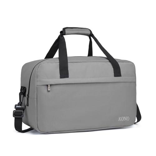 Kono Bolsa de Viaje Ligero 35x20x20 Ryanair Equipaje de Mano con Correa para el Hombro 14L (Gris)