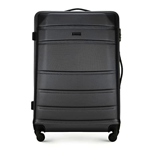 WITTCHEN Maleta de Viaje Equipaje de Mano Maleta de Cabina Maleta de ABS con 4 Ruedas giratorias Cerradura de combinación Asa telescópica Globe Line Tamaño L Negro