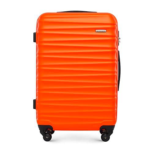 WITTCHEN Maleta de Viaje Equipaje de Mano Maleta de Cabina Maleta de ABS con 4 Ruedas giratorias Cerradura de combinación Asa telescópica Groove Line Tamaño M Naranja