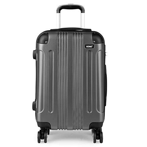 Kono Equipaje de Mano de ABS Rígida Ligera 56cm Maleta de Cabina 39L (Gris)