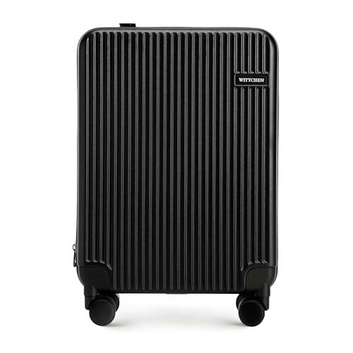 WITTCHEN Flexi Line Maleta de Cabina Ampliable Equipaje de Mano Bolsa de Cabina Maleta pequeña de policarbonato Cerradura TSA Cuatro Roles Dobles Mango telescópico de Aluminio Talla S Negro