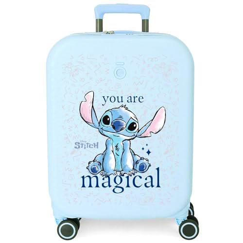 Joumma Disney Stitch You Are Magical Maleta de Cabina Azul 40x55x20 cms Rígida ABS Cierre TSA 37L 2,74 kgs 4 Ruedas Dobles Equipaje Mano