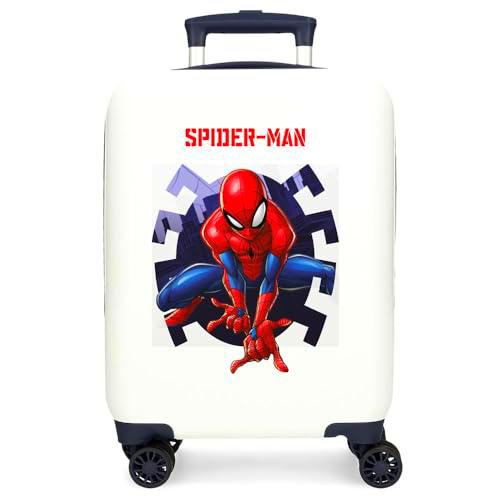 Joumma Marvel Spiderman Attack Maleta de Cabina Blanco 33x50x20 cms Rígida ABS Cierre de combinación Lateral 28,4L 2 kgs 4 Ruedas Dobles Equipaje Mano