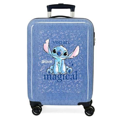 Joumma Disney Stitch You Are Magical Maleta de Cabina Azul 38x55x20 cms Rígida ABS Cierre de combinación Lateral 34L 2 kgs 4 Ruedas Dobles Equipaje Mano