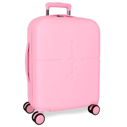 Pepe Jeans Highlight Maleta de Cabina Rosa 40x55x20 cms Rígida ABS Cierre TSA Integrado 37L 2,76 kgs 4 Ruedas Dobles Equipaje Mano by Joumma Bags