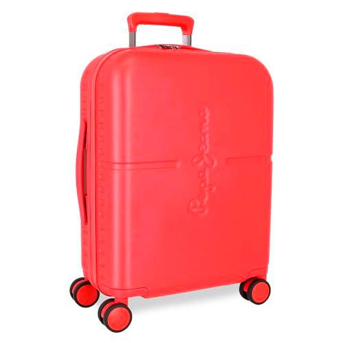 Pepe Jeans Highlight Maleta de Cabina Rojo 40x55x20 cms Rígida ABS Cierre TSA Integrado 37L 2,76 kgs 4 Ruedas Dobles Equipaje Mano by Joumma Bags