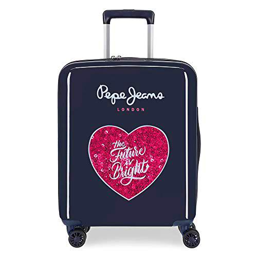 Pepe Jeans Bright Maleta de Cabina Azul 40x55x20 cms Rígida ABS Cierre TSA Integrado 38,4L 2 kgs 4 Ruedas Dobles Equipaje de Mano