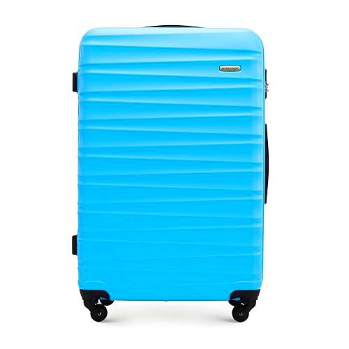 WITTCHEN Maleta de Viaje Equipaje de Mano Maleta de Cabina Maleta de ABS con 4 Ruedas giratorias Cerradura de combinación Asa telescópica Groove Line Tamaño L Azul