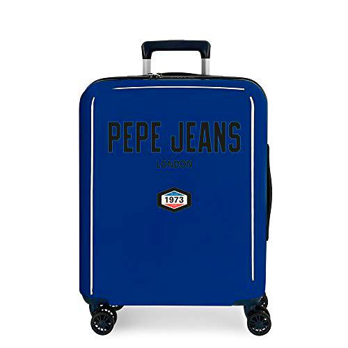 Pepe Jeans Skyler Maleta de Cabina Azul 40x55x20 cms Rígida ABS Cierre TSA Integrado 38,4L 3 kgs 4 Ruedas Dobles Equipaje de Mano