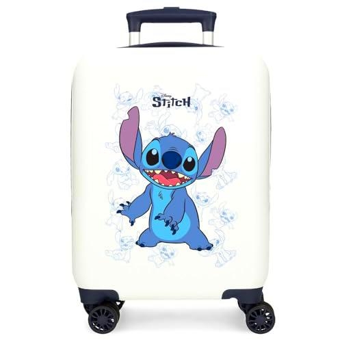 Joumma Disney Happy Stitch Maleta de Cabina Blanco 33x50x20 cms Rígida ABS Cierre de combinación Lateral 28,4L 2 kgs 4 Ruedas Dobles Equipaje Mano