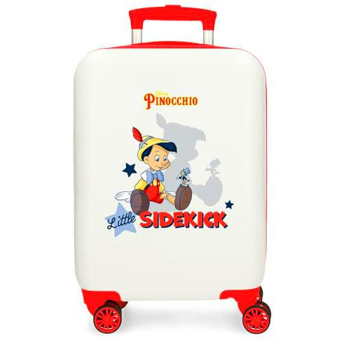 Joumma Disney Pinocchio &amp; Litle Sidekick Maleta de Cabina Blanco 33x50x20 cms Rígida ABS Cierre de combinación Lateral 28,4L 2 kgs 4 Ruedas Dobles Equipaje Mano