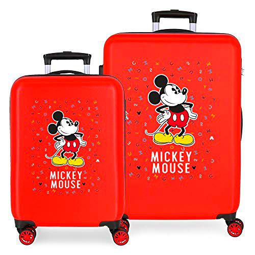 Disney Have a good day Mickey Juego de maletas Rojo 55/68 cms Rígida ABS Cierre combinación 104L 4 Ruedas dobles Equipaje de Mano