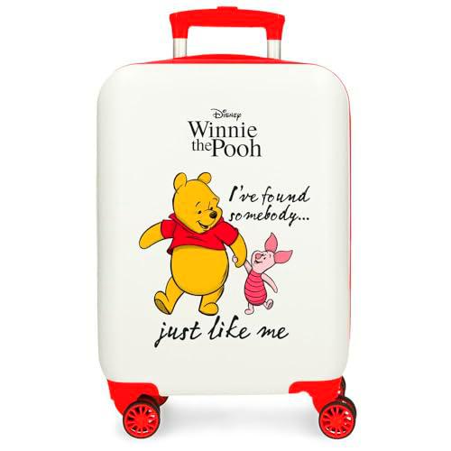 Joumma Disney Winnie &amp; Piglet Maleta de Cabina Blanco 33x50x20 cms Rígida ABS Cierre de combinación Lateral 28,4L 2 kgs 4 Ruedas Dobles Equipaje Mano