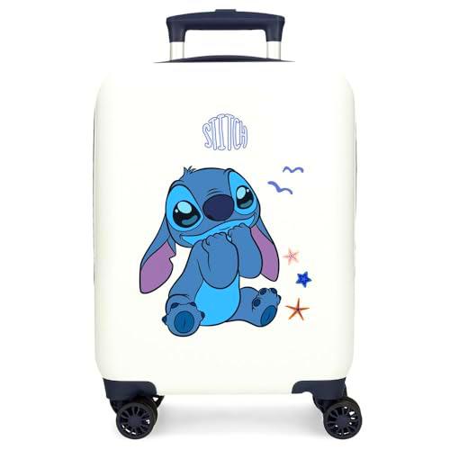 Joumma Disney Stitch Excited Maleta de Cabina Blanco 33x50x20 cms Rígida ABS Cierre de combinación Lateral 28,4L 2 kgs 4 Ruedas Dobles Equipaje Mano