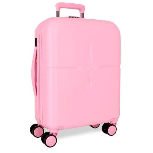 Pepe Jeans Highlight Maleta de Cabina Rosa 40x55x20 cms Rígida ABS Cierre TSA Integrado 37L 2,96 kgs 4 Ruedas Dobles Equipaje Mano by Joumma Bags