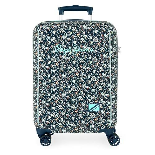 Pepe Jeans Alenka Maleta de Cabina Azul 38x55x20 cms Rígida ABS Cierre TSA 34L 5,16 kgs 4 Ruedas Dobles Equipaje Mano by Joumma Bags