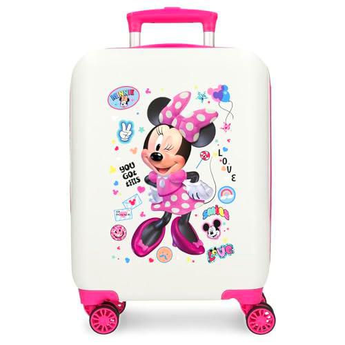 Joumma Disney Minnie Party Maleta de Cabina Blanco 33x50x20 cms Rígida ABS Cierre de combinación Lateral 28,4L 2 kgs 4 Ruedas Dobles Equipaje Mano